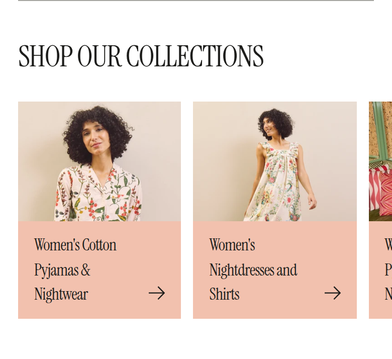 Shop Our Collections section from Their Nibs, on a phone