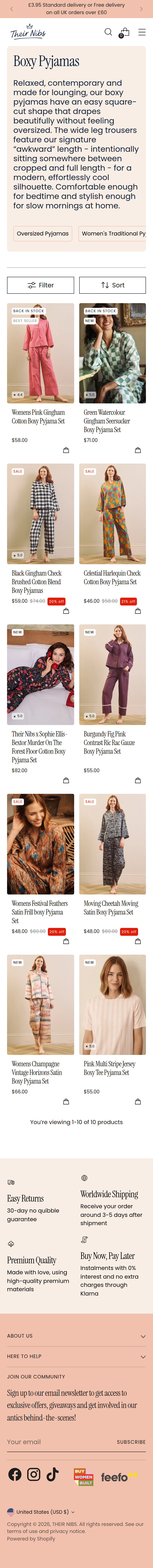Boxy Pyjamas page of Their Nibs, on a phone