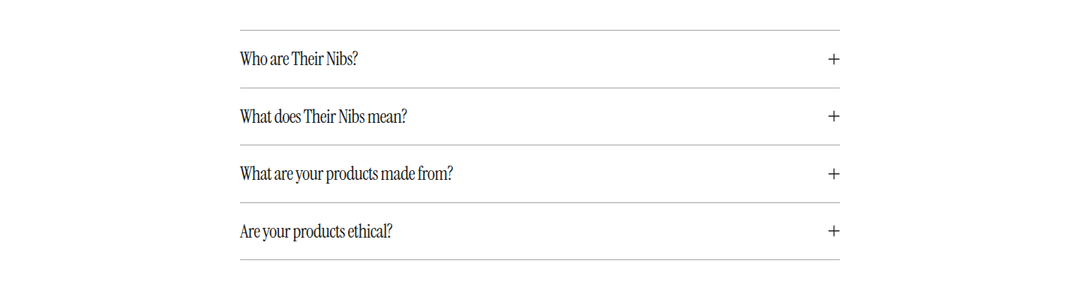 FAQs section from Their Nibs
