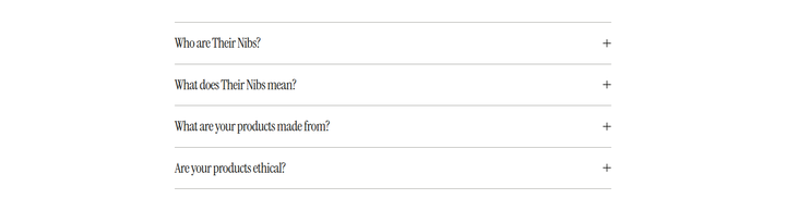 FAQs section from Their Nibs