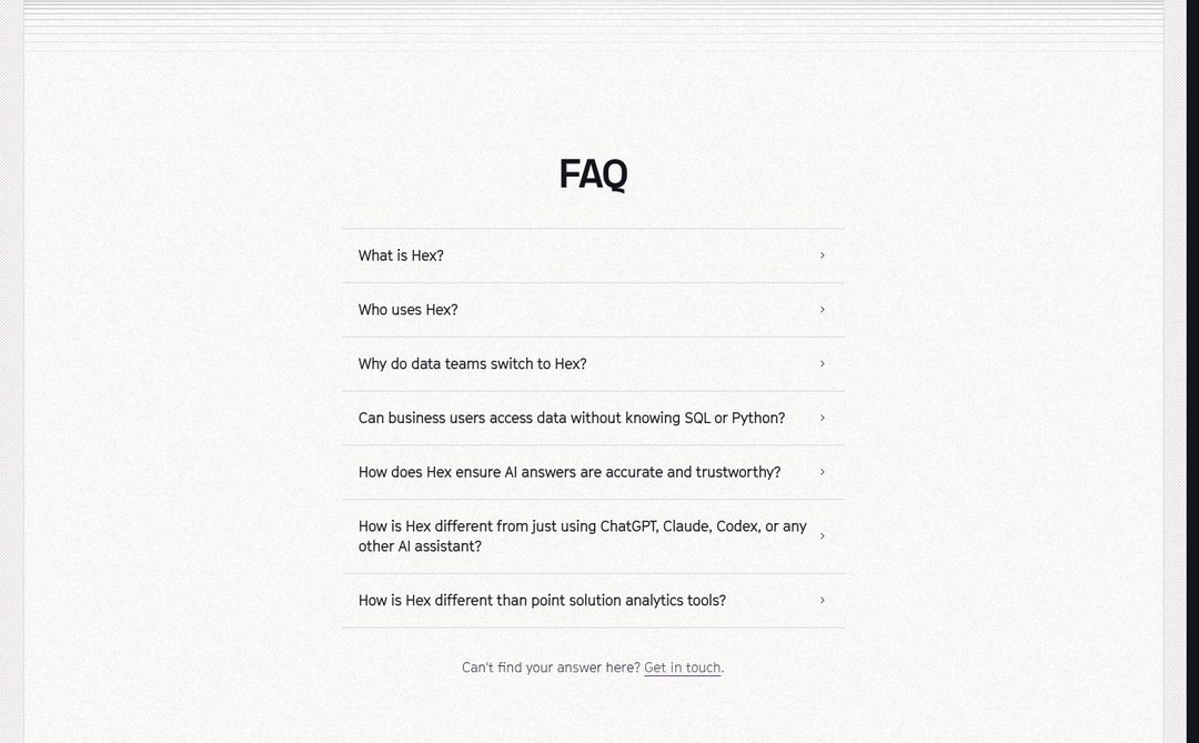 FAQ section from Hex