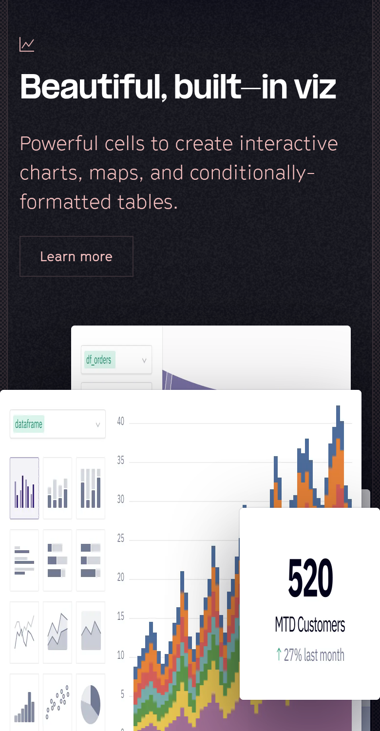 Beautiful, Built In Viz section from Hex, on a phone