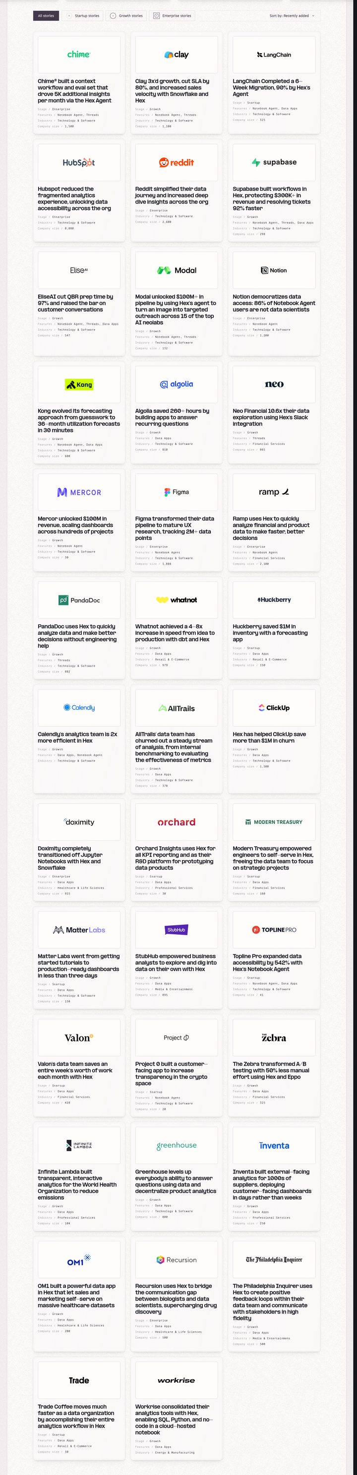 All Stories section from Hex