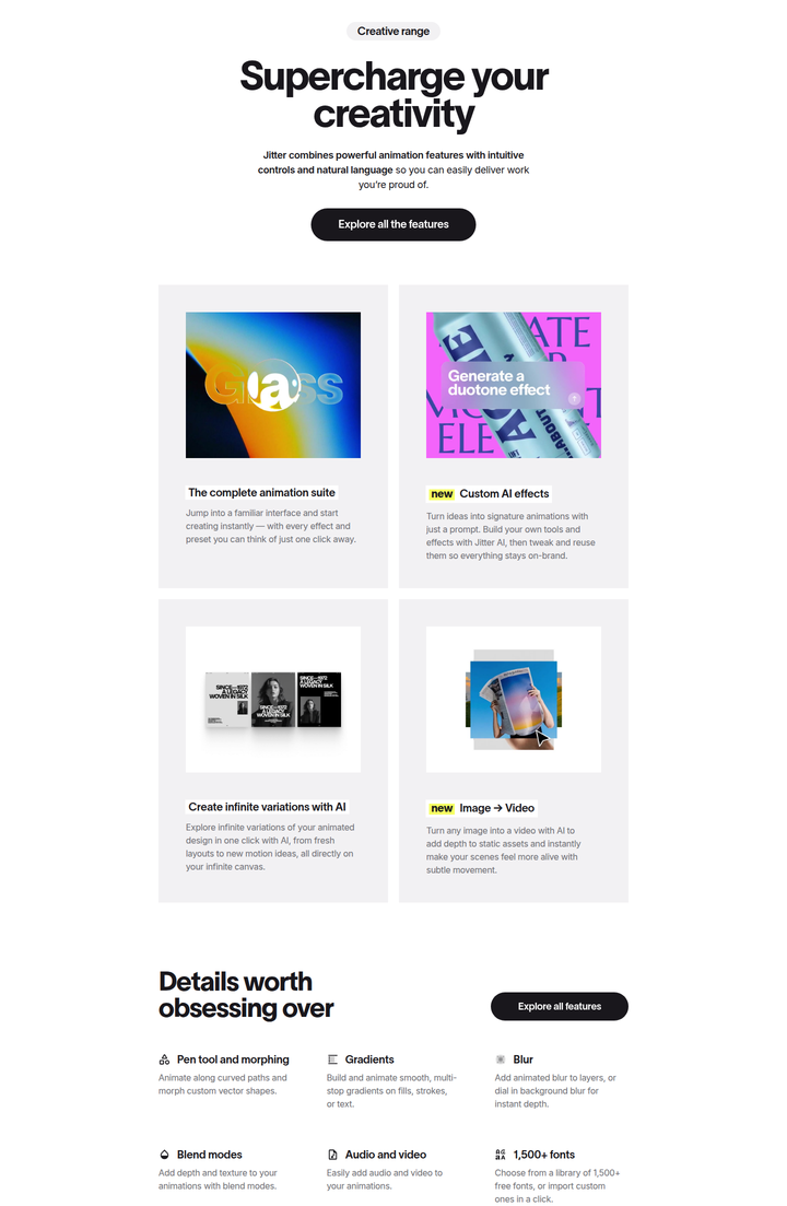 Supercharge Your Creativity section from Jitter