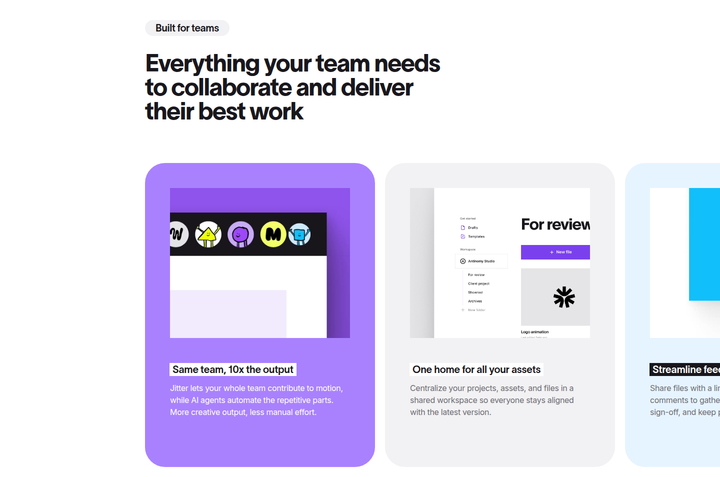 Everything Your Team Needs to Collaborate section from Jitter