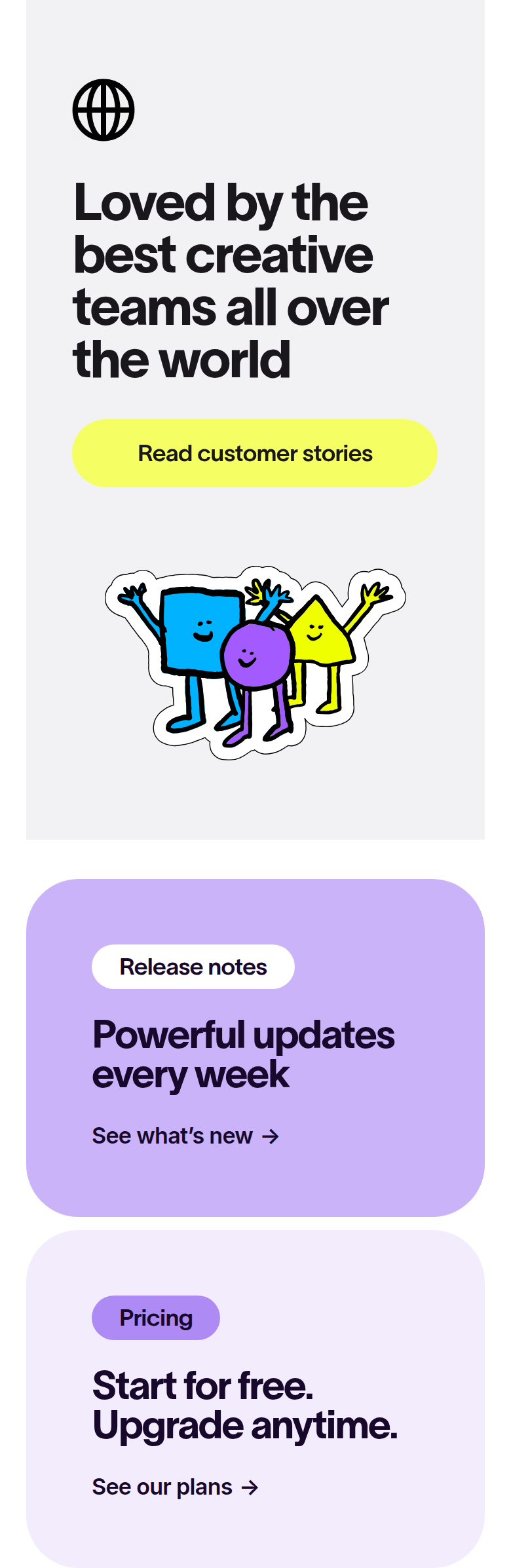 Loved by the Best Creative Teams section from Jitter, on a phone