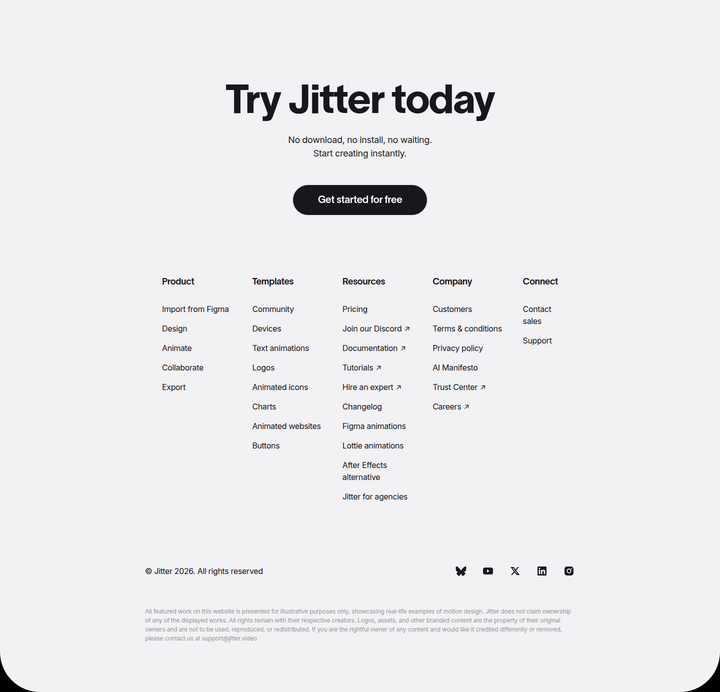 Try Jitter Today section from Jitter