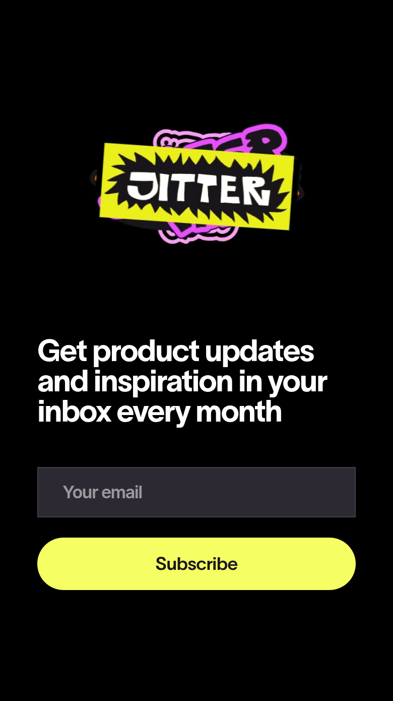 Get Product Updates section from Jitter, on a phone