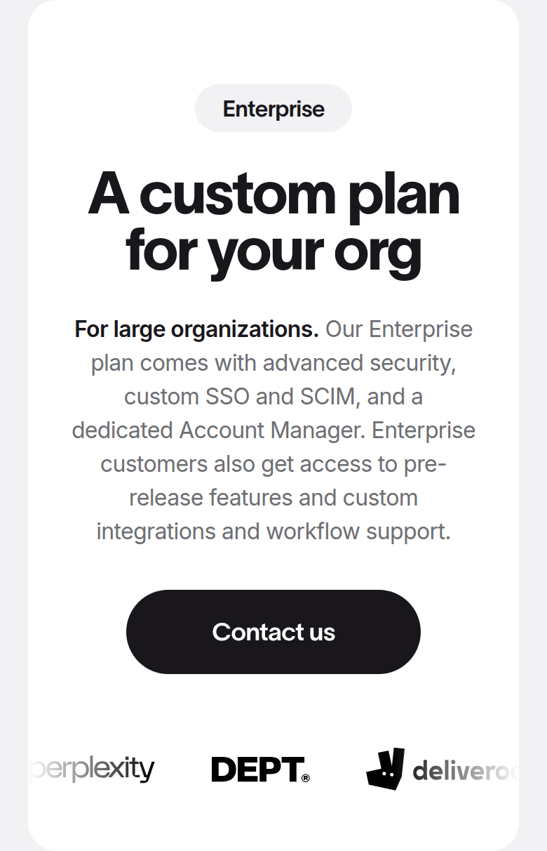 A Custom Plan for Your Org section from Jitter, on a phone