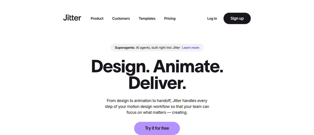 Design. Animate. Deliver. section from Jitter