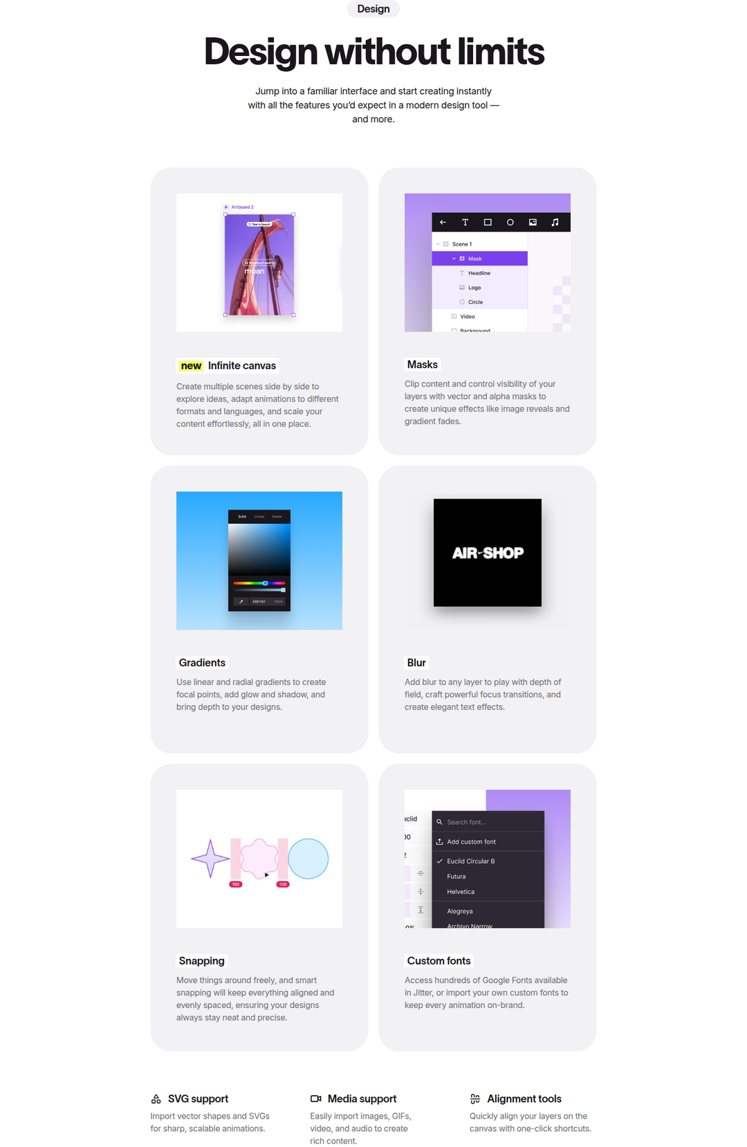 Design Without Limits section from Jitter