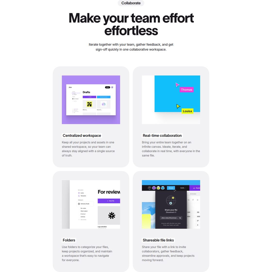 Make Your Team Effort Effortless section from Jitter