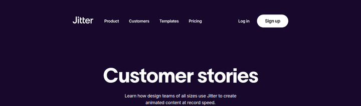 Customer Stories section from Jitter