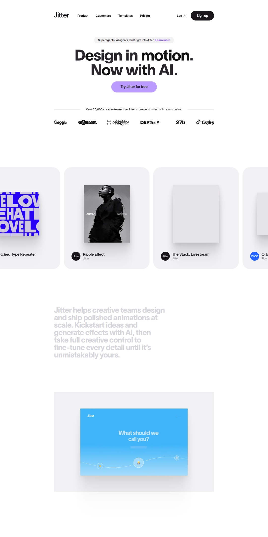 Home page of the Jitter website