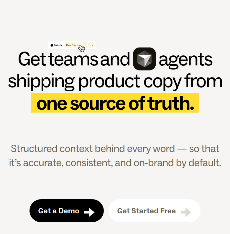 Get Teams and Agents Shipping Product Copy section from Ditto, on a phone