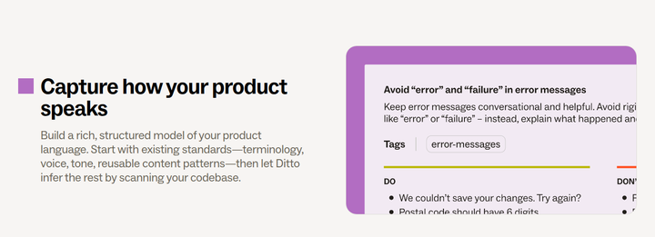 Capture How Your Product Speaks section from Ditto