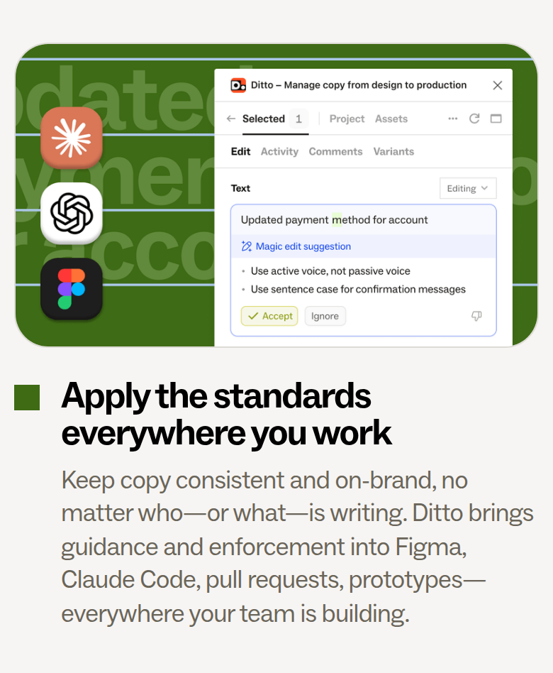 Apply the Standards Everywhere You Work section from Ditto, on a phone