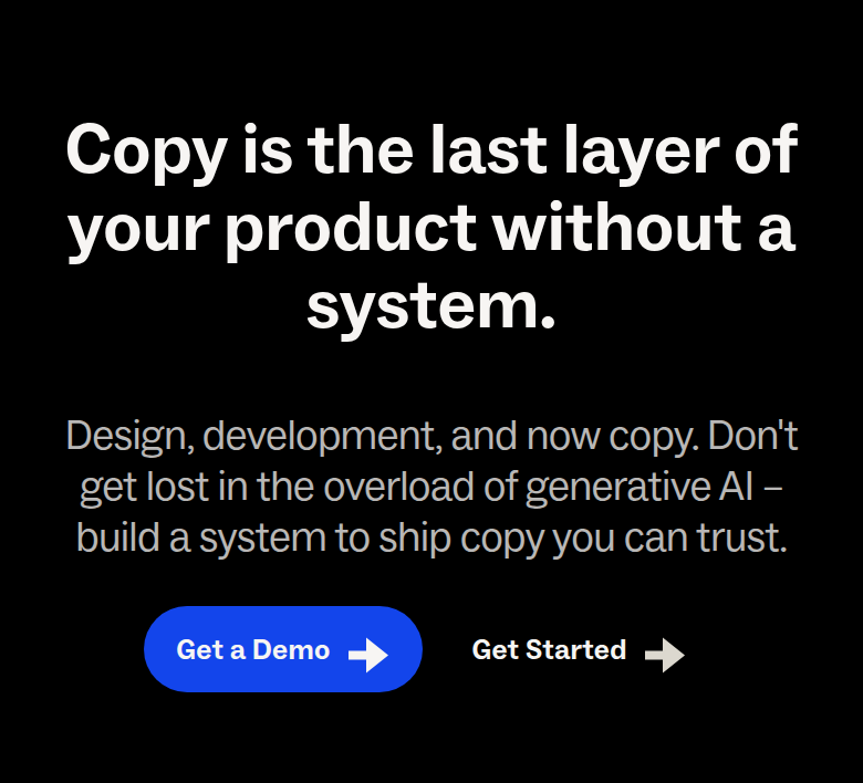 Copy Is the Last Layer of Your Product section from Ditto, on a phone