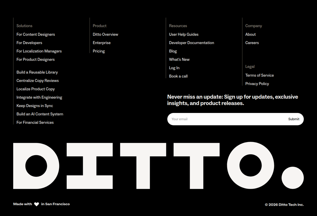 Footer section from Ditto