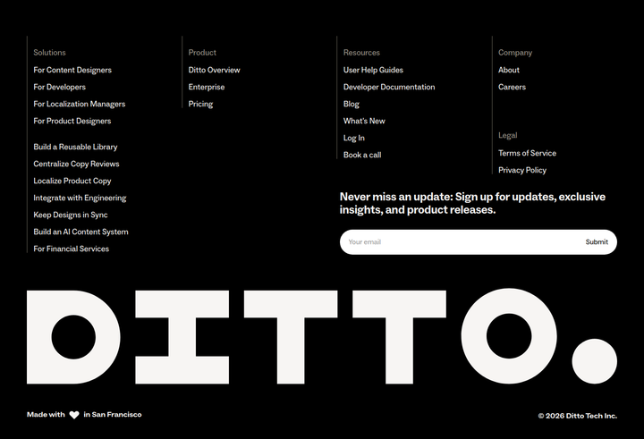 Footer section from Ditto