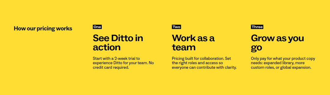 How Our Pricing Works section from Ditto