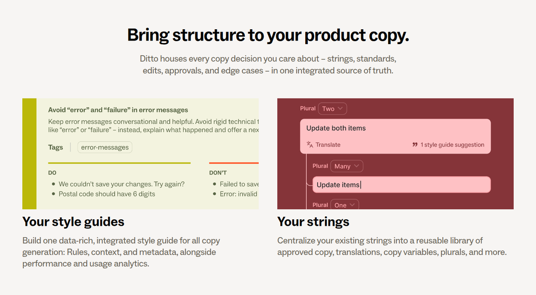 Bring Structure to Your Product Copy section from Ditto