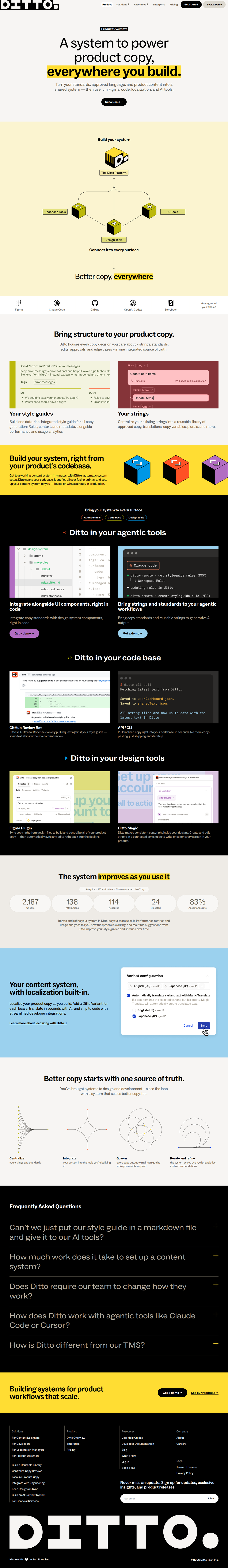 Product Overview page of Ditto