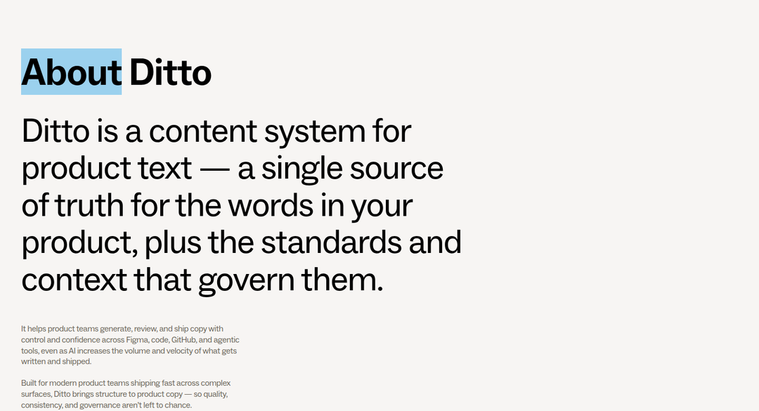 About Ditto section from Ditto