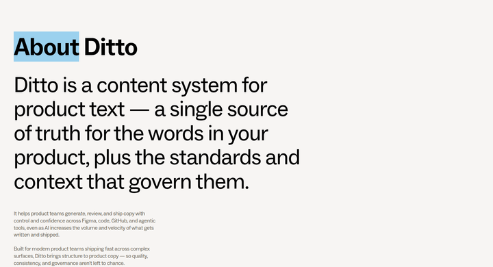 About Ditto section from Ditto