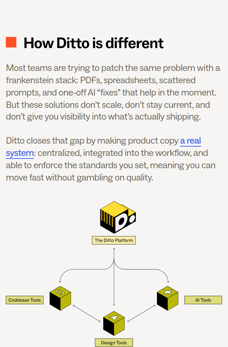 How Ditto Is Different section from Ditto, on a phone