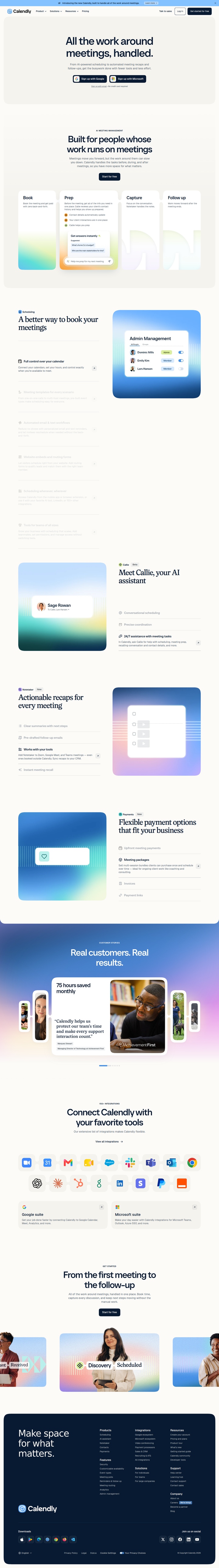 Home page from Calendly