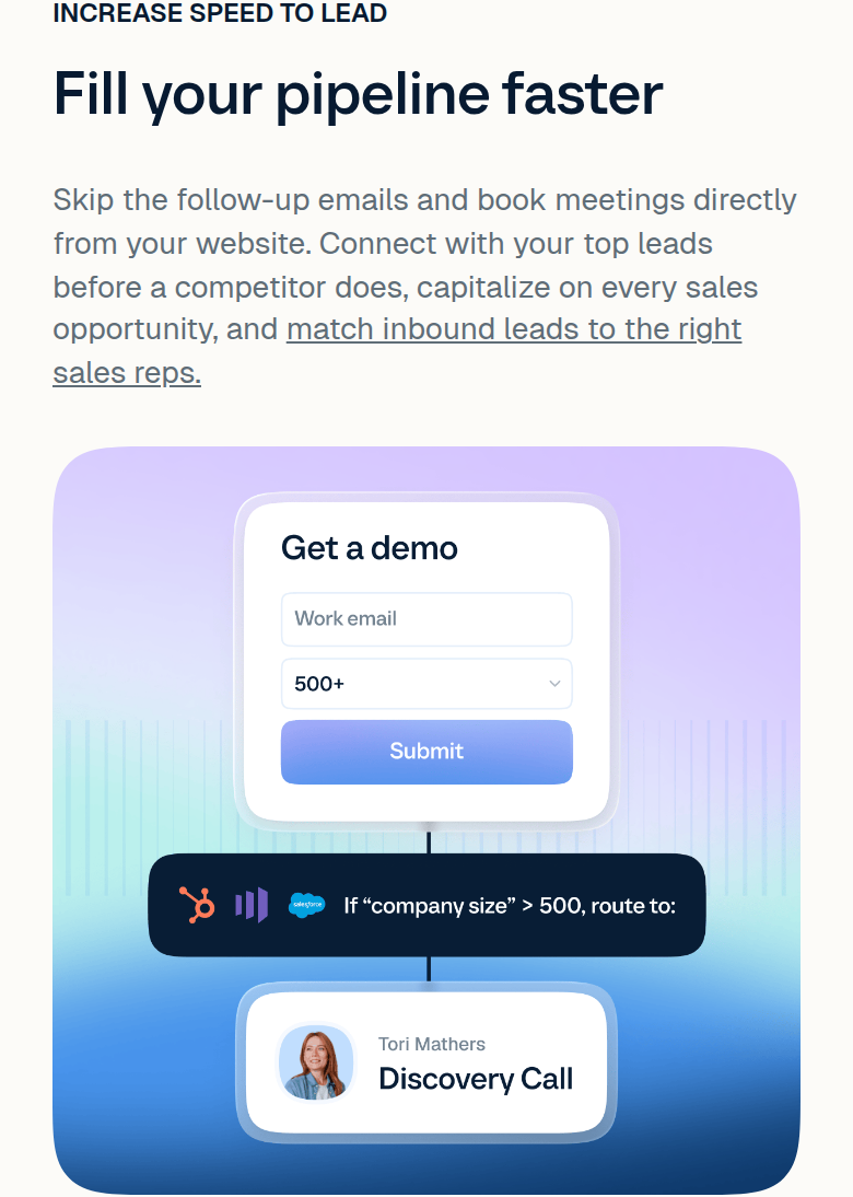 Fill Your Pipeline Faster section from Calendly, on a phone