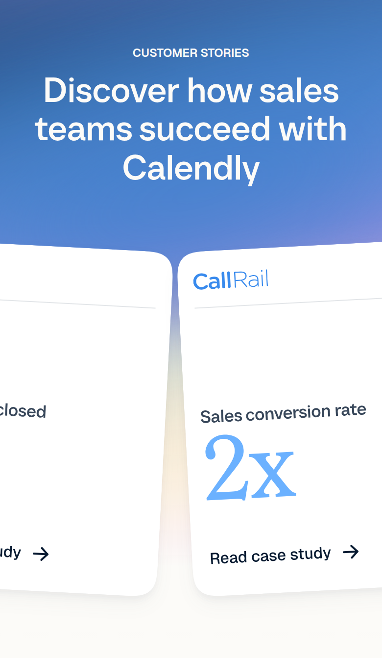 Discover How Sales Teams Succeed with Calendly section from Calendly, on a phone