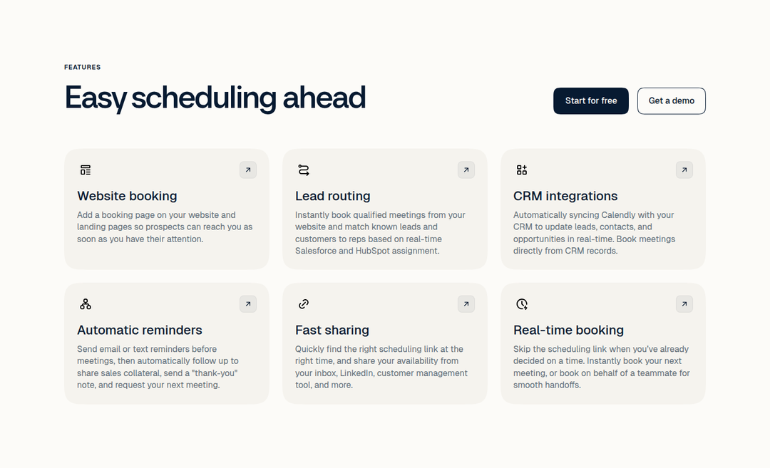 Easy Scheduling Ahead section from Calendly