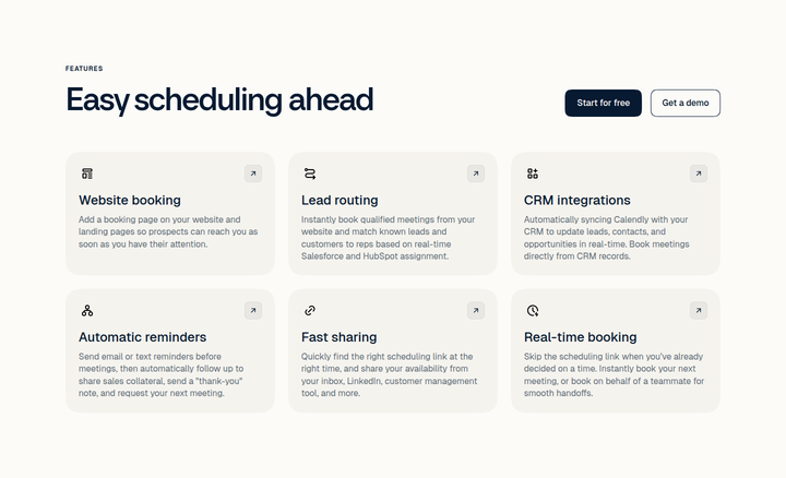 Easy Scheduling Ahead section from Calendly