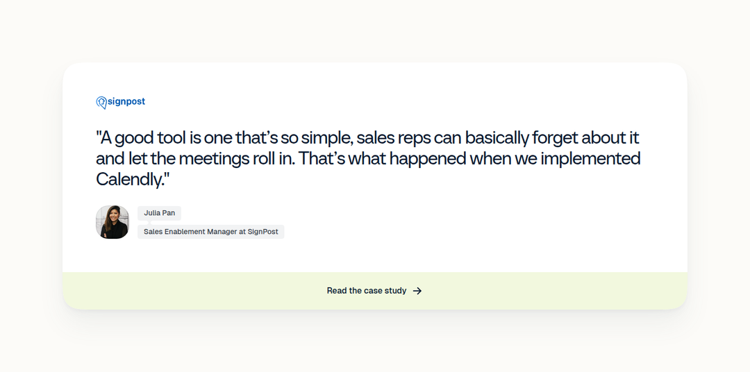SignPost Customer Quote section from Calendly