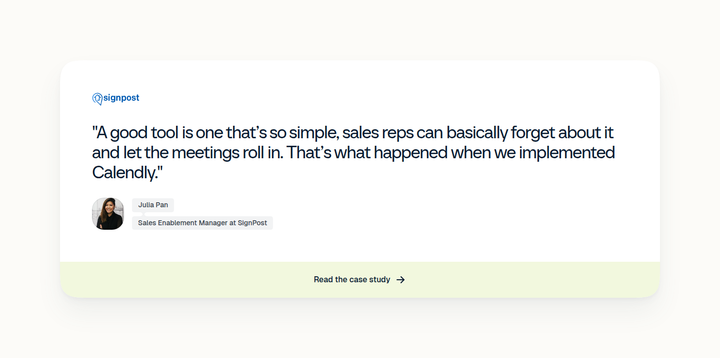 SignPost Customer Quote section from Calendly