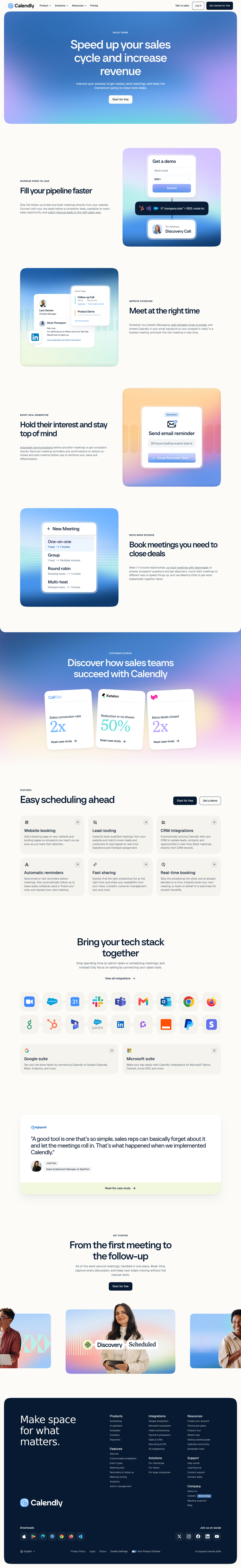 Sales Teams page of Calendly