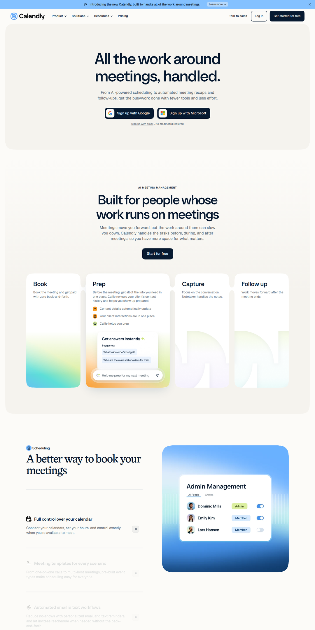 Home page of the Calendly website