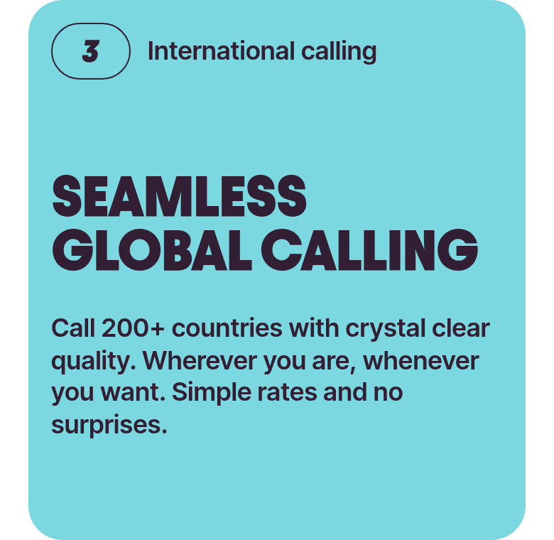 Seamless Global Calling section from Firsty, on a phone