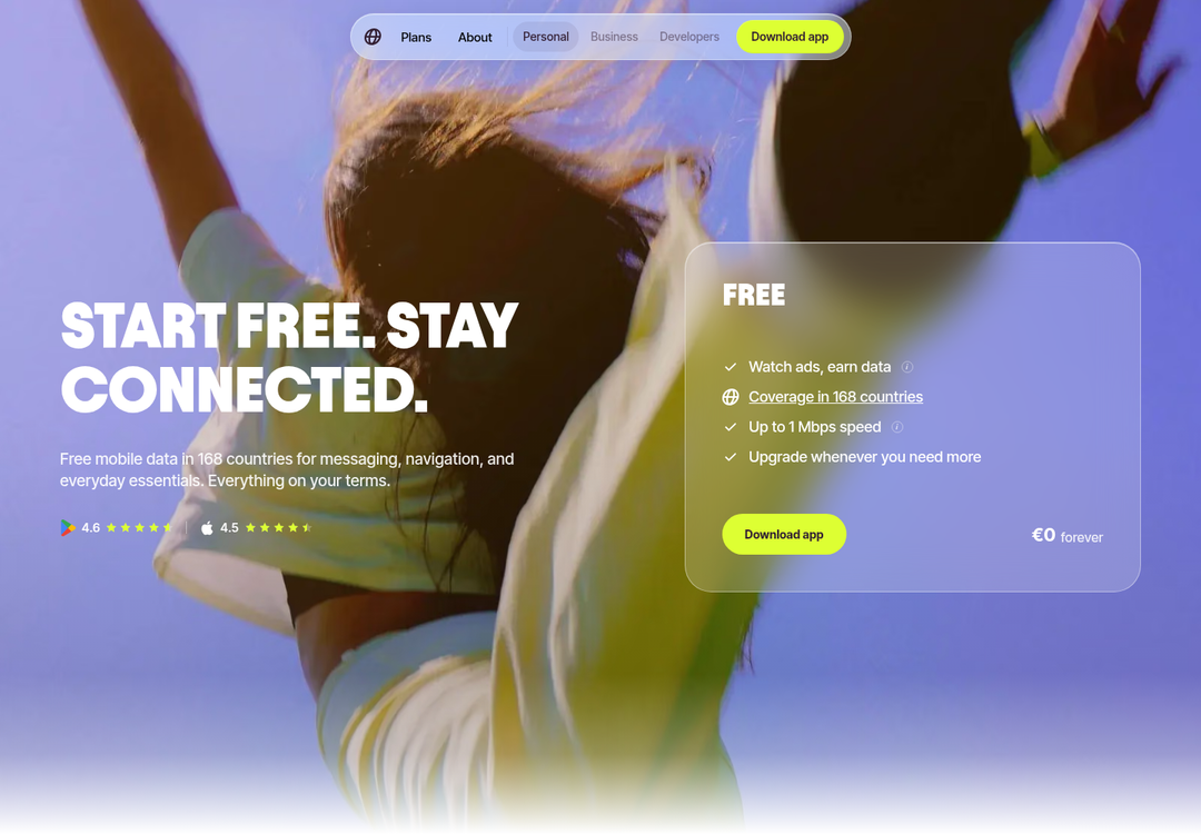Start Free. Stay Connected. section from Firsty