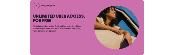 Unlimited Uber Access for Free section from Firsty