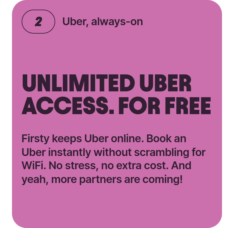 Unlimited Uber Access for Free section from Firsty, on a phone