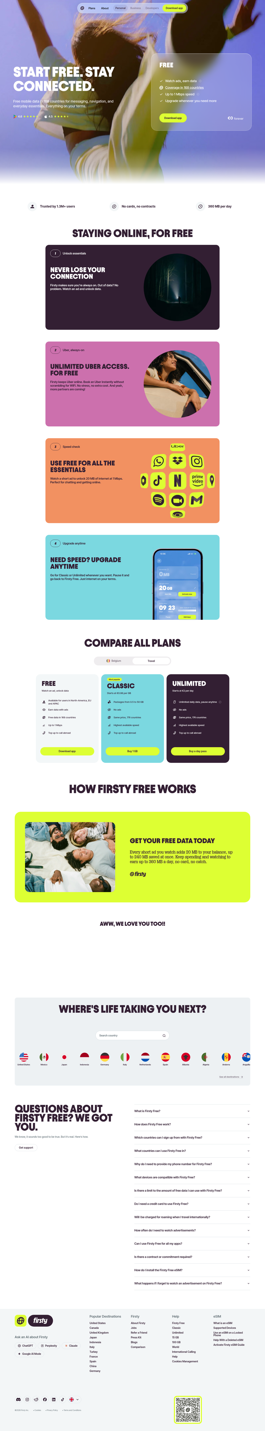 Firsty Free page of Firsty