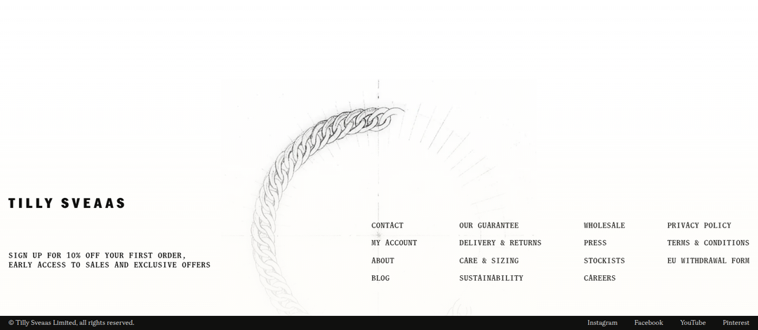 Footer section from Tilly Sveaas