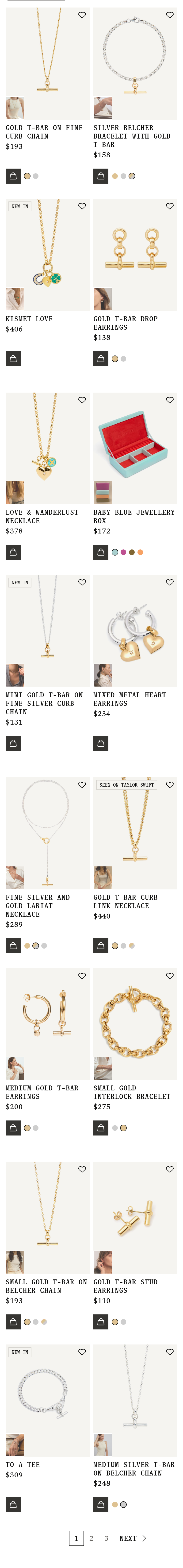 Bestselling Jewellery section from Tilly Sveaas, on a phone