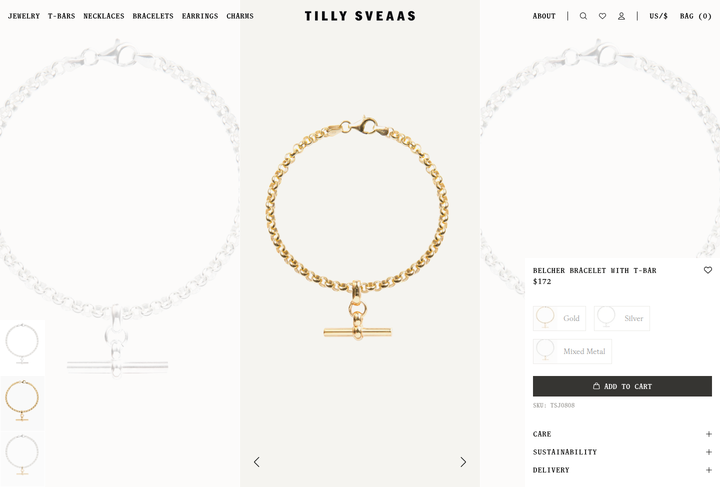 Belcher Bracelet with T-Bar section from Tilly Sveaas