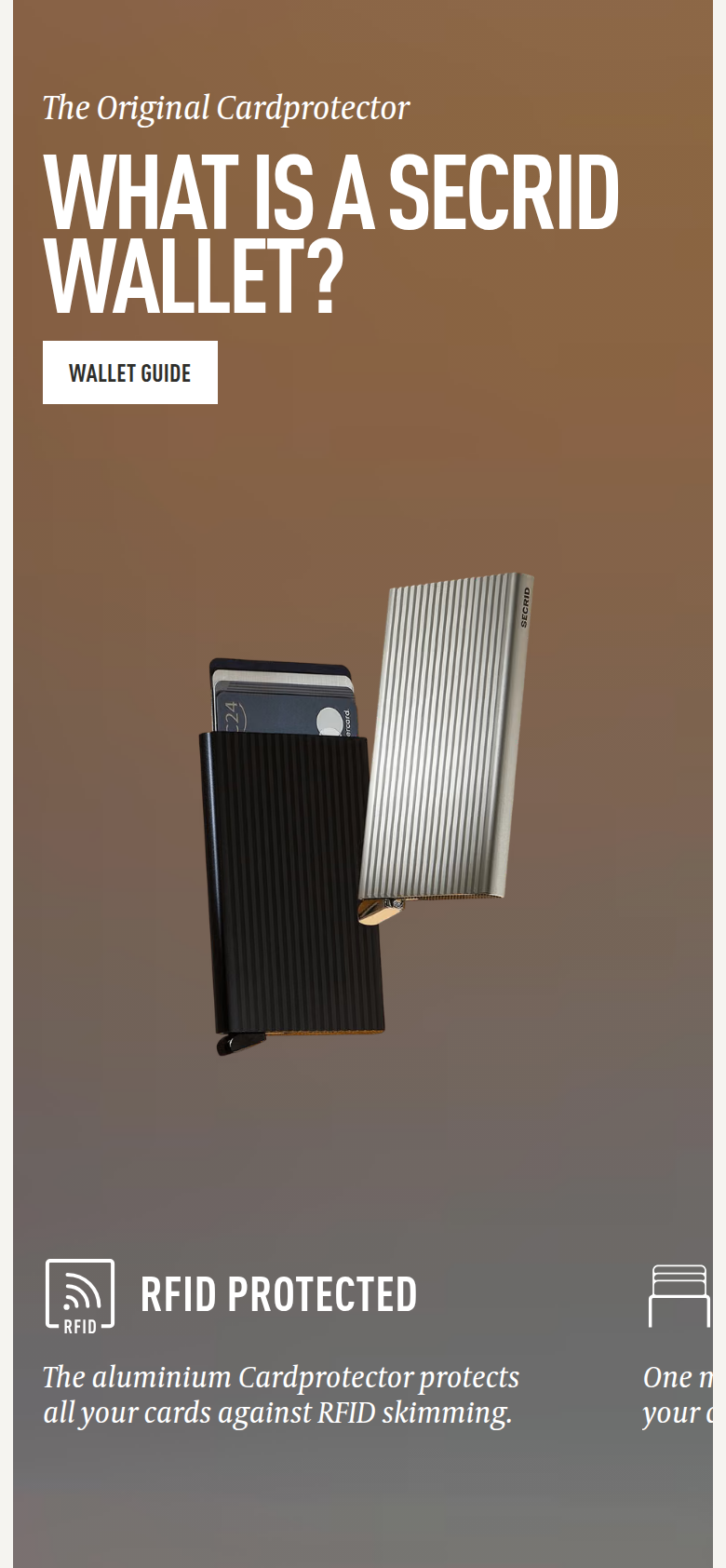 What Is a Secrid Wallet section from Secrid, on a phone