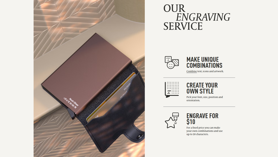 Our Engraving Service section from Secrid