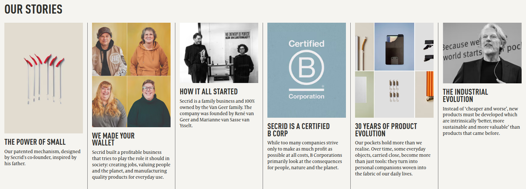 Our Stories section from Secrid